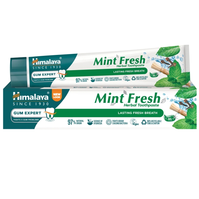 Гел паста за зъби с мента без флуорид MINT FRESH, Himalaya Wellness, 75 ml