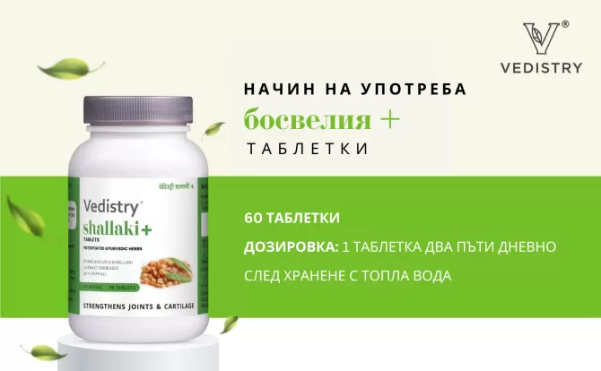 КУПИ 1, ВЗЕМИ 1 БЕЗПЛАТНО Босвелия Плюс (Шалаки + Дълъг Пипер), Ведистри, 60 таблетки 