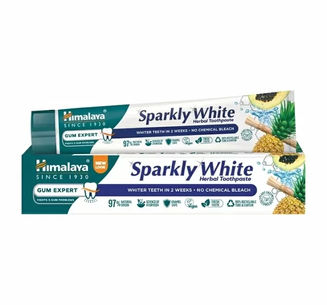 Избелваща паста за зъби без флуорид  SPARKLY WHITE, Himalaya Wellness, 75 ml