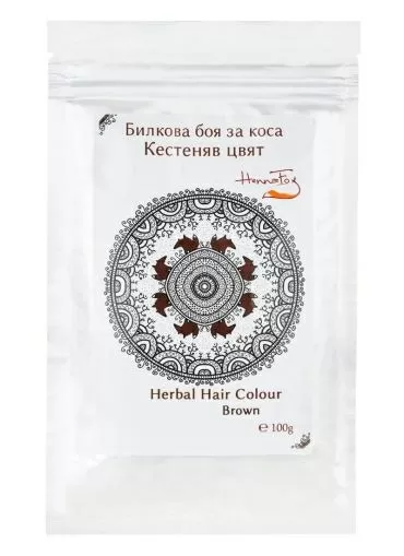 Билкова боя за коса - Кестеняв цвят, Henna Fox, 100 g