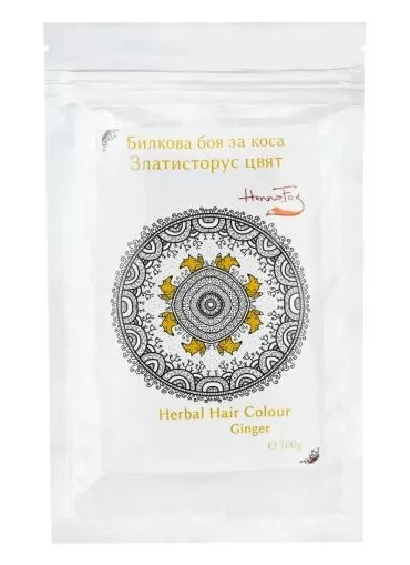 Билкова боя за коса - златисторус цвят, Henna Fox, 100 g