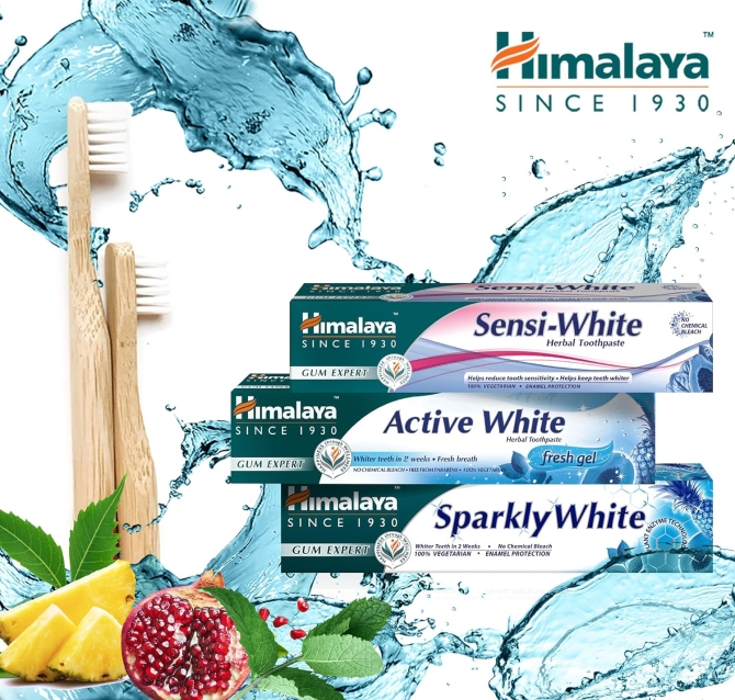 Гел- паста за избелване на зъби, без флуорид ACTIVE WHITE, Himalaya, 75 ml