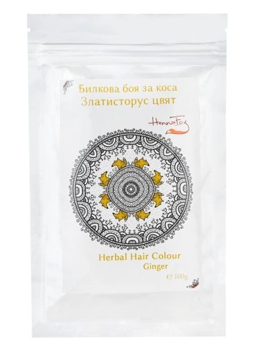 Билкова боя за коса - златисторус цвят, Henna Fox, 100 g