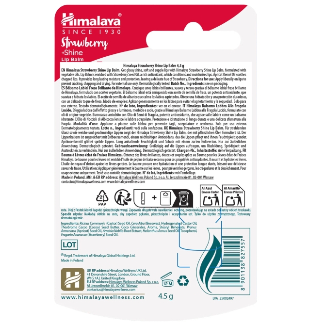 Балсам за устни - Ягодов блясък, Himalaya Wellness, 4,5 g