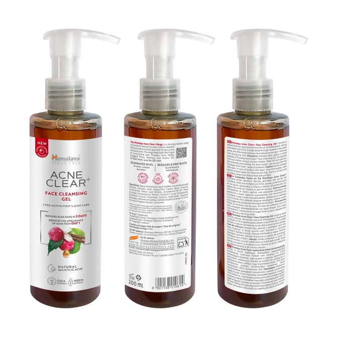 Acne Clear + Почистващ гел за лице, Himalaya Wellness, 200 ml