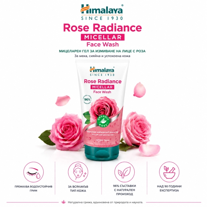 Rose Radiance Micellar Face Wash, Himalaya Wellness, 150 ml