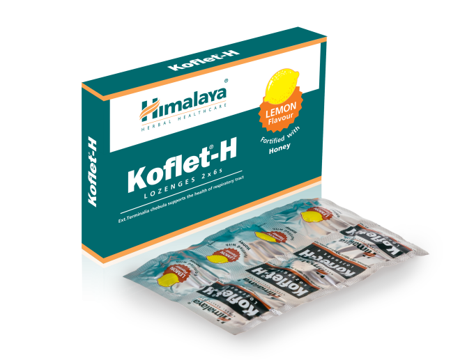 KOFLET H Lemon flavour Fortified with Honey, 12 lozenges, Himalaya