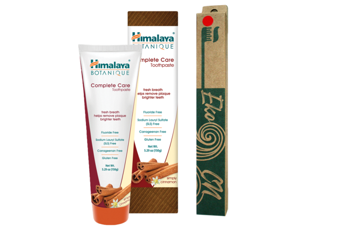 PROMO: Bamboo toothbrush for Adults + Botanique Complete Care Toothpaste - Simply Cinnamon