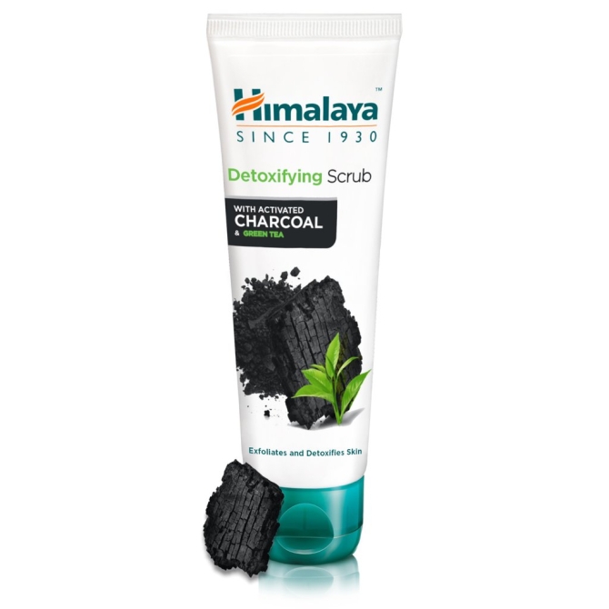 Детокс ексфолиант за лице с активен въглен, Himalaya,  75 ml