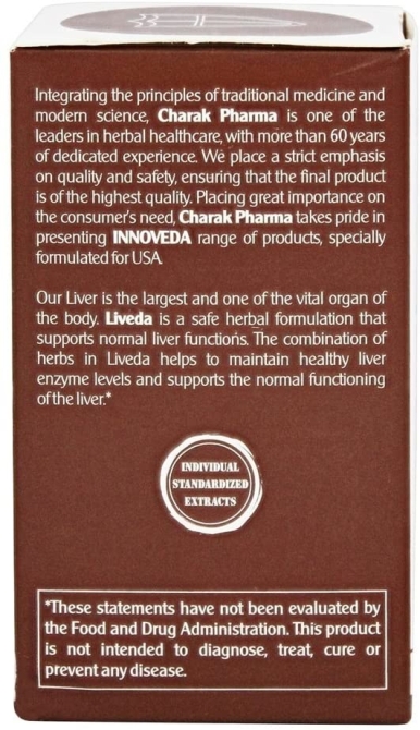 Liveda - Support for liver detoxification and cell regeneration,  Charak Pharma, 60 veg. capsules