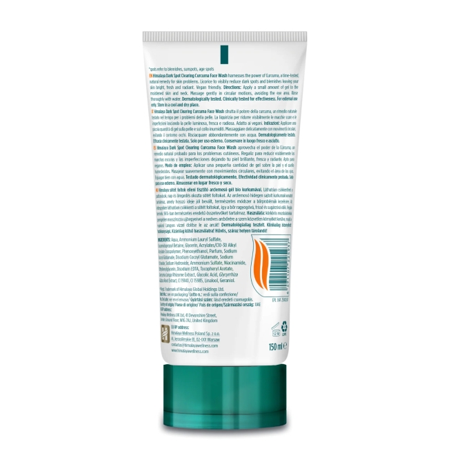 Dark Spot Clearing Curcuma Face Wash, Himalaya Wellness, 150 ml