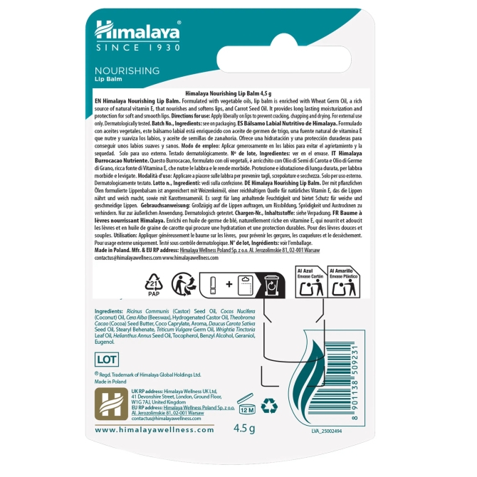 Nourishing Lip Balm, Himalaya, 4,5 g