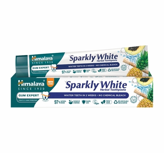 Избелваща паста за зъби без флуорид  SPARKLY WHITE, Himalaya, 75 ml
