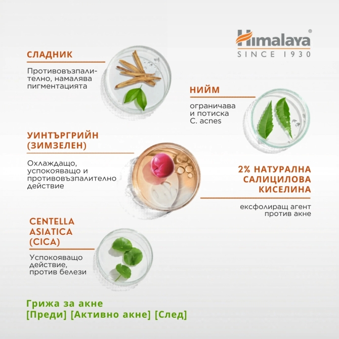Acne Clear + Почистващ гел за лице, Himalaya Wellness, 200 ml