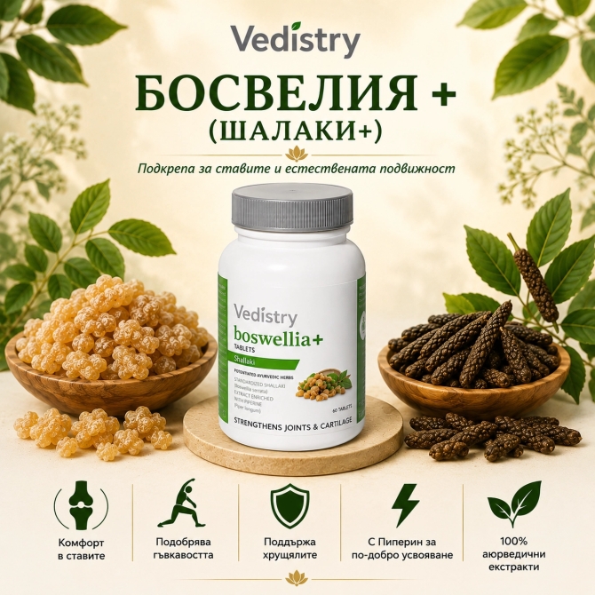БОСВЕЛИЯ ПЛЮС  (Шалаки + Дълъг Пипер), Charak Pharma, 60 таблетки, Най-добър до: 30.11.2026