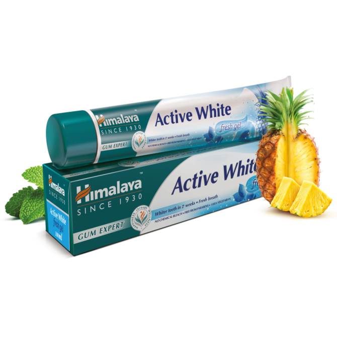 Гел- паста за избелване на зъби, без флуорид ACTIVE WHITE, Himalaya, 75 ml